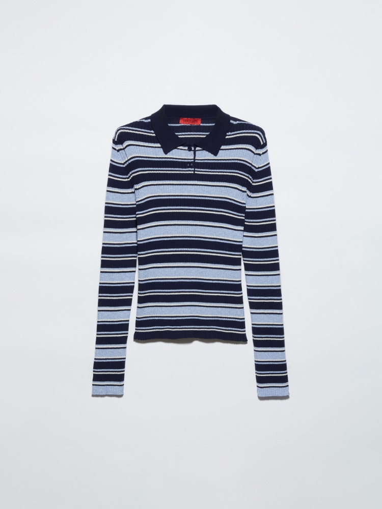 Pure merino wool sweater, navy | MAX&Co. Striped polo-neck jumper - NAVY - MAX&Co.